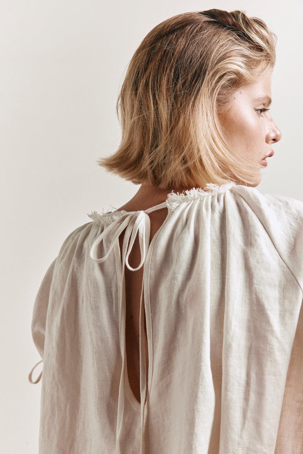 Evelyn Linen Mini Dress White Product Image