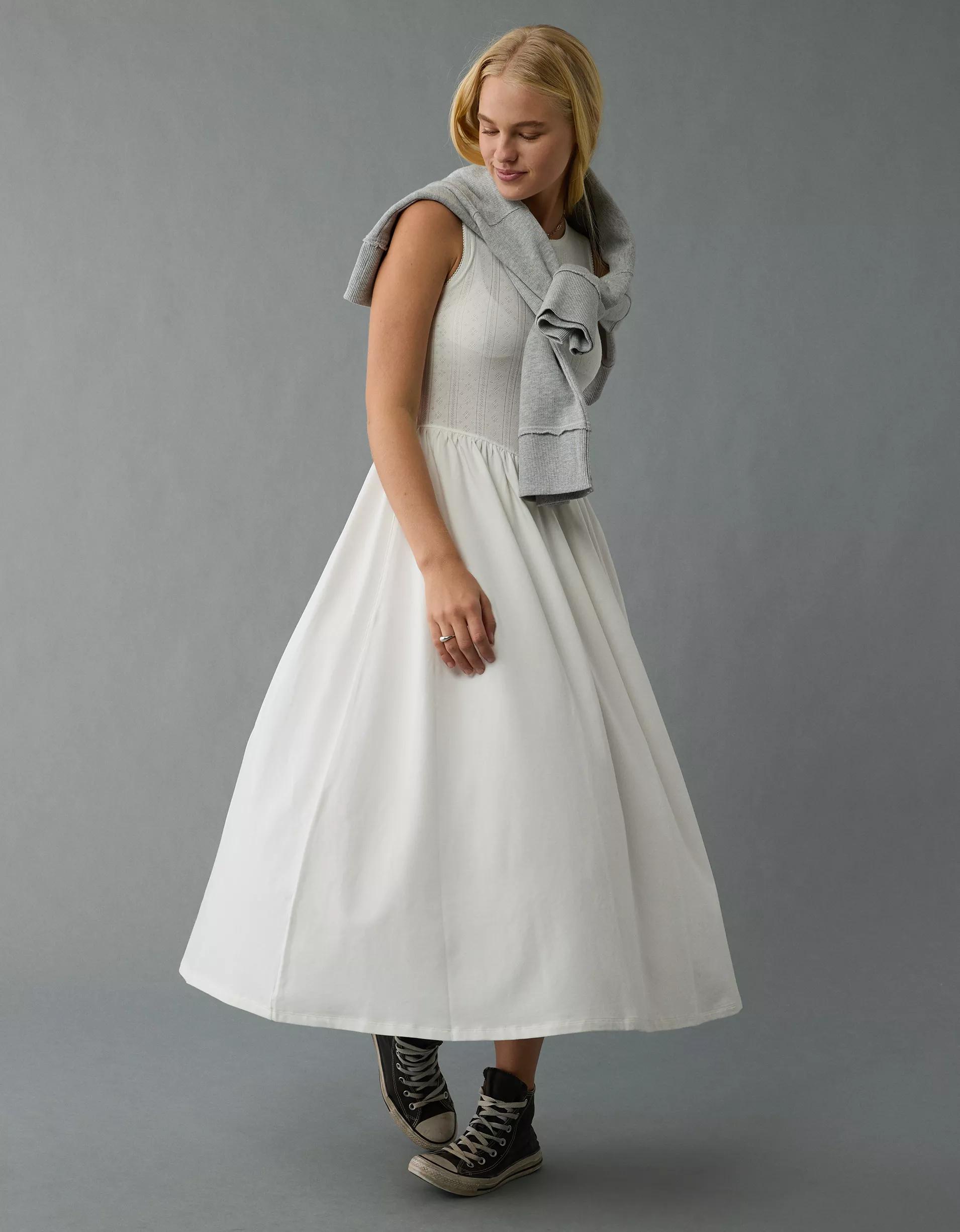 AE Pointelle Knit Midi Dress Product Image