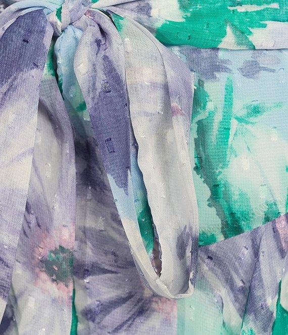 Moda Tara 3/4 Sleeve Floral Print Chiffon Faux Wrap Maxi Dress Product Image