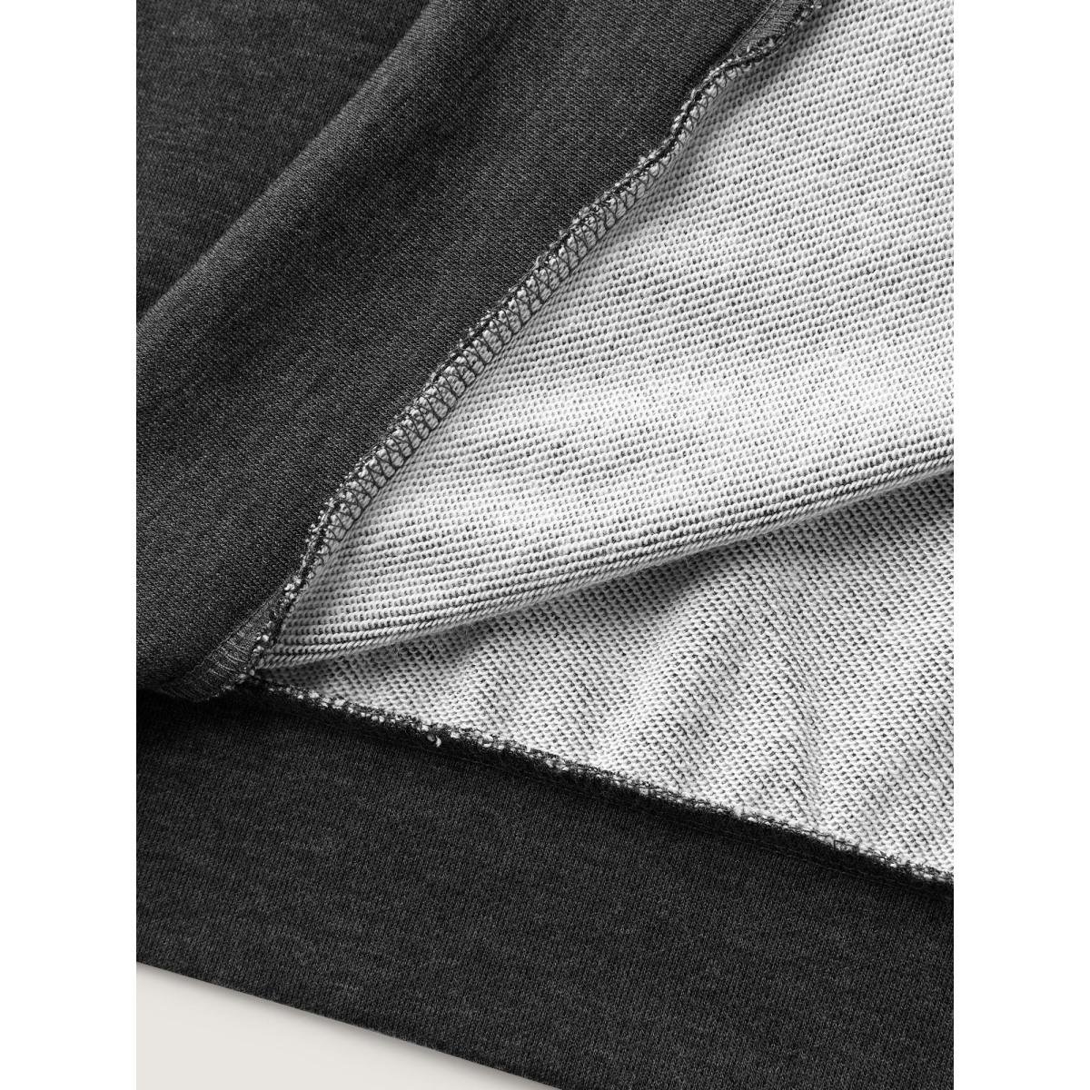 Plus Size Sweatshirt Longline Solid Jacket Women DimGray Drawstring Patch pocket Casual Jackets BloomChic 22-24/3X Product Image