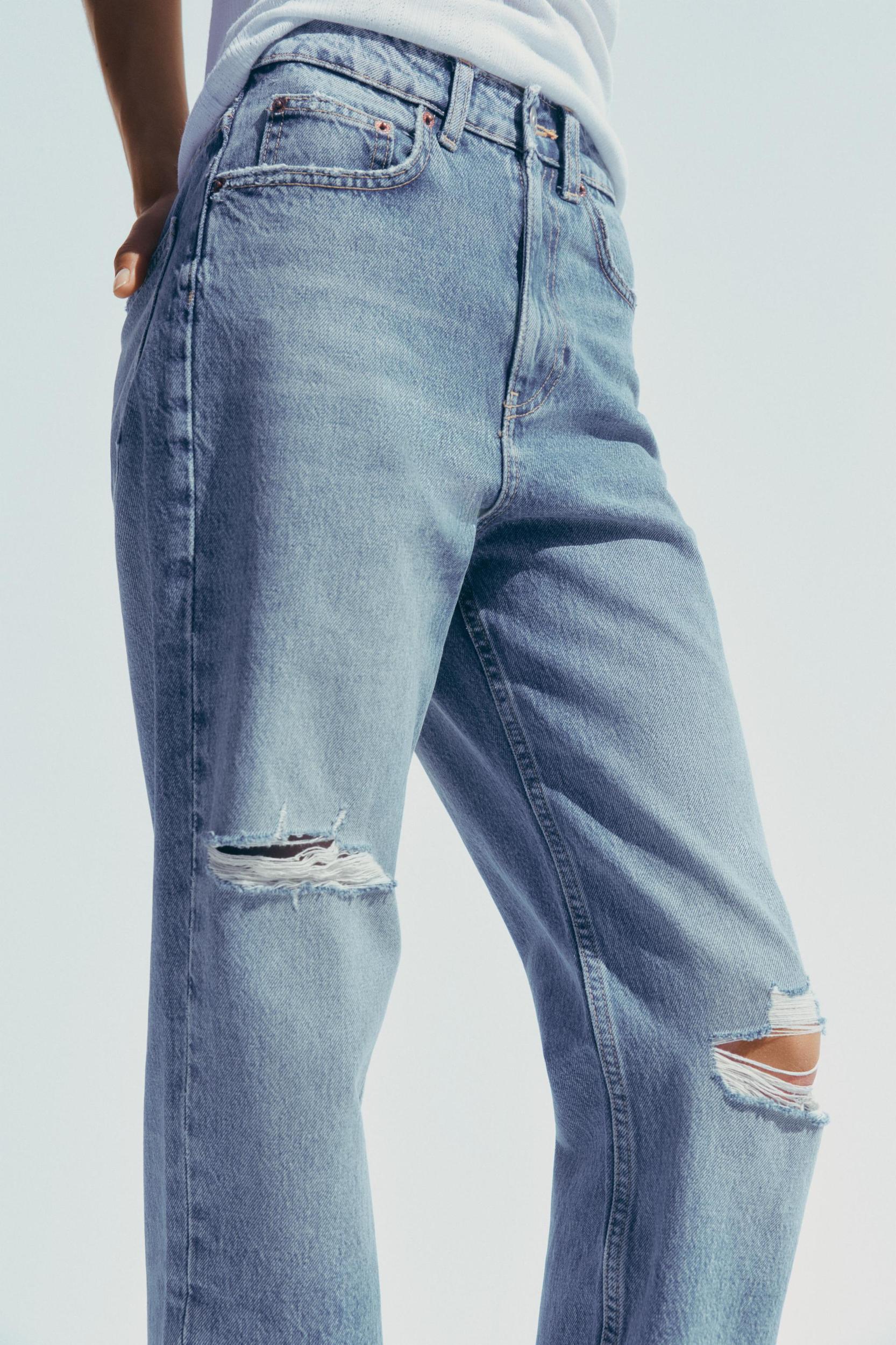 TRF RIPPED HIGH-WAIST MOM FIT JEANS Product Image