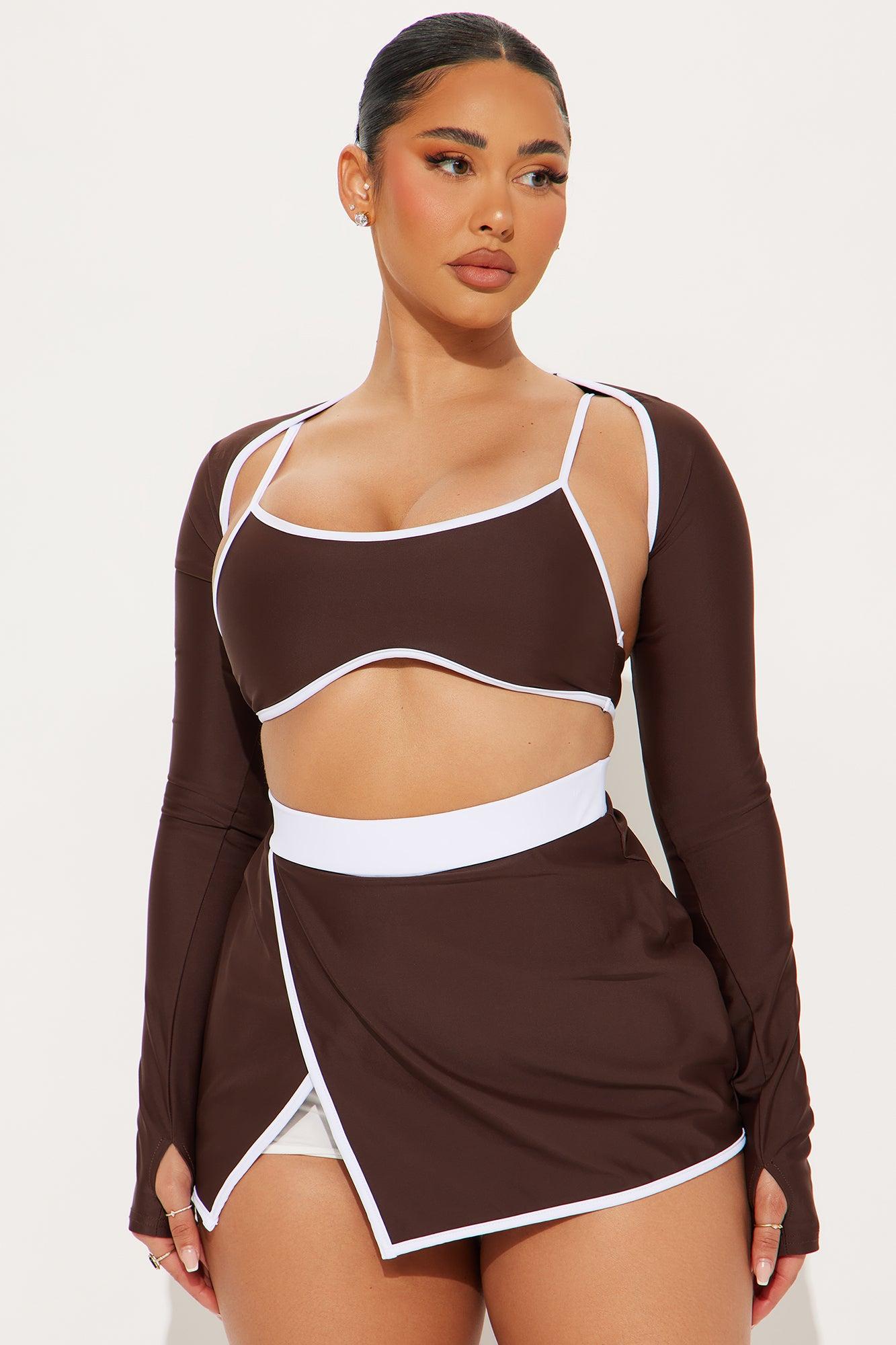Cleo 3 Piece Bolero Active Set - Chocolate Product Image