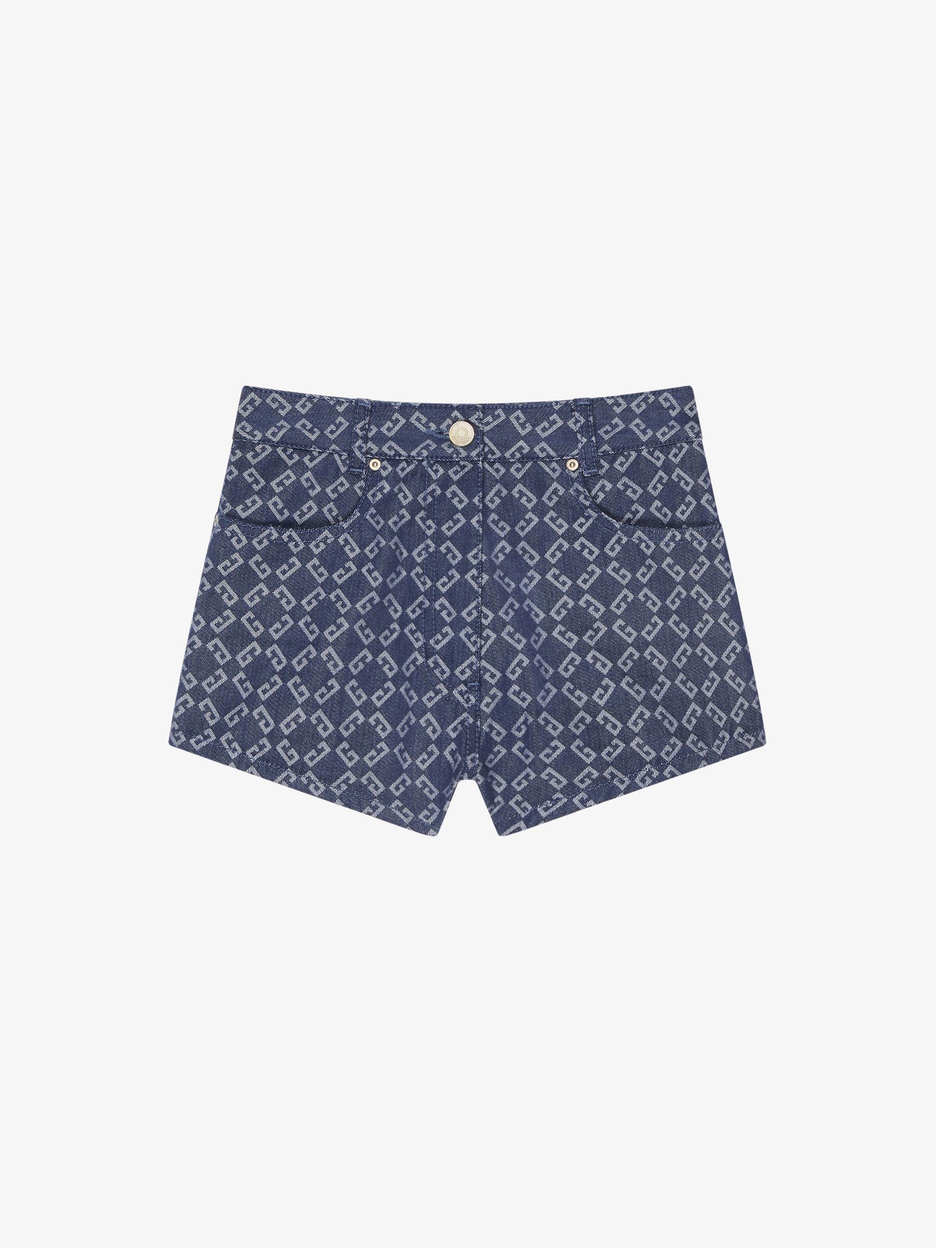 Slim fit mini shorts in monogram 72 denim Product Image