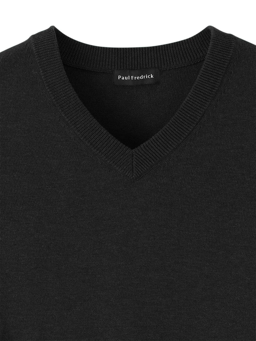 Supima Cotton V-neck Sweater - Black Product Image