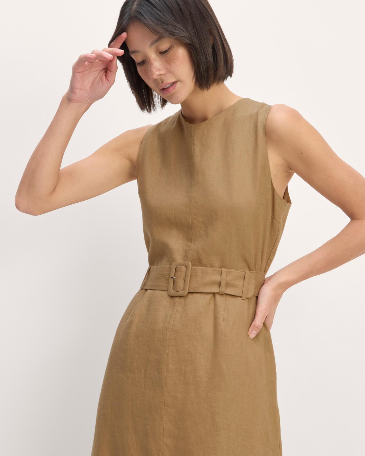 The Linen Belted Midi Dress Product Image