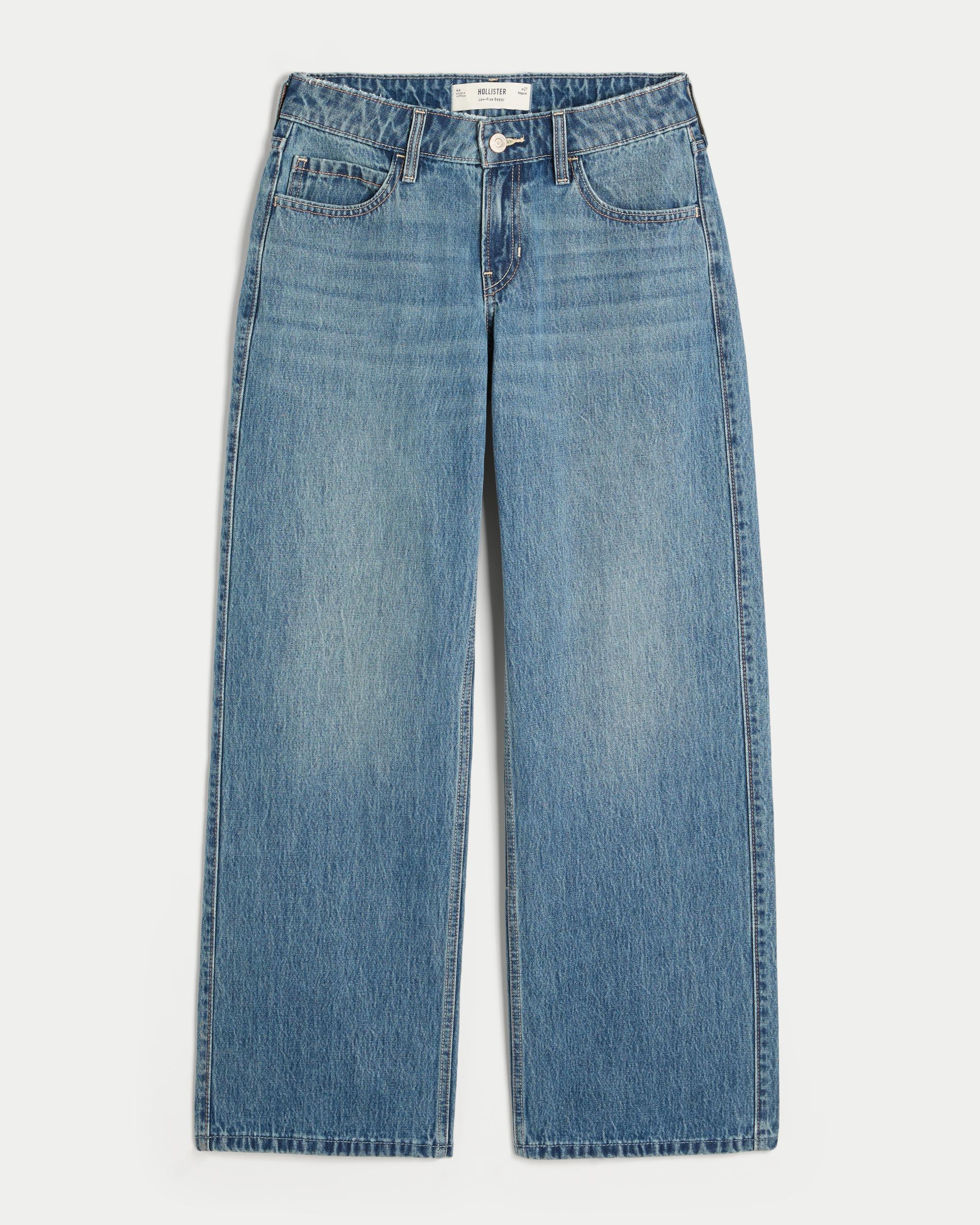 Low-Rise Medium Wash Baggy Jeans Product Image