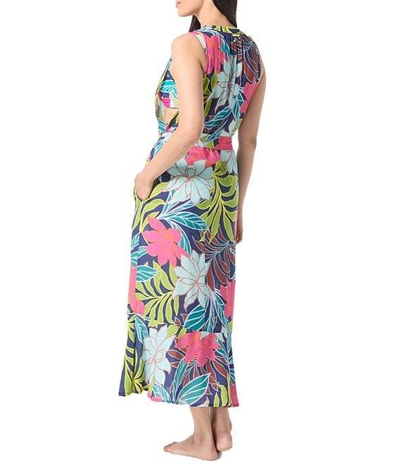 Vince Camuto Fiji Floral Sleeveless Belted Swim Cover-Up Dress Product Image