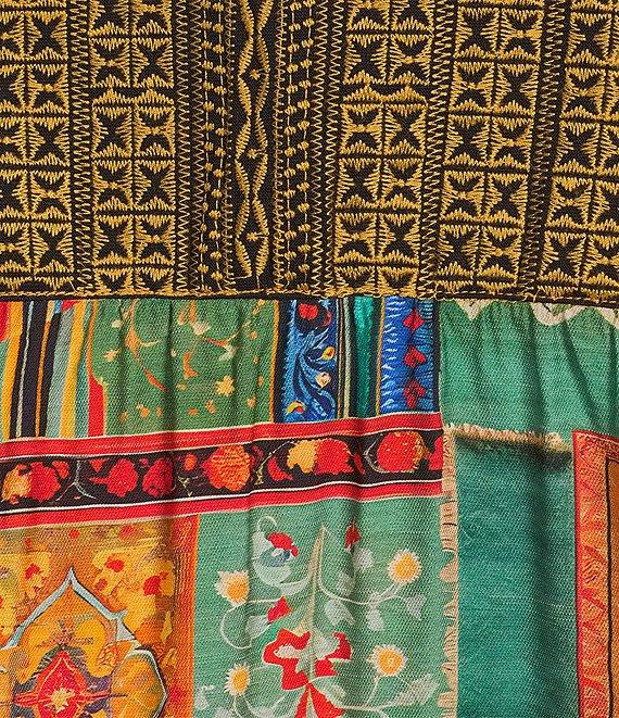 Calessa Plus Size Embroidered Patchwork Split V-Neck 3/4 Sleeve Tunic Product Image