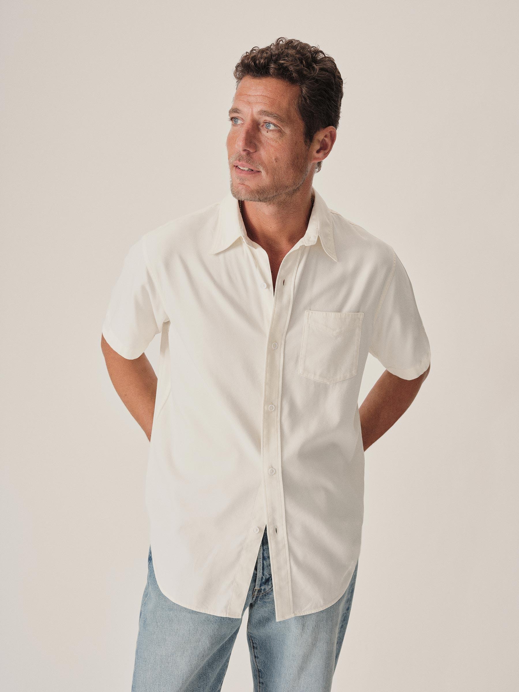 Natural Draped Twill S/S One Pocket Shirt Product Image