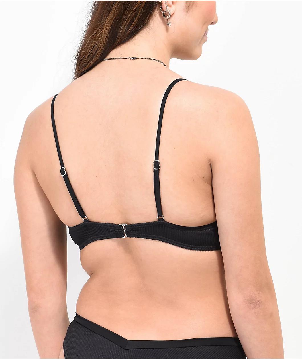 Damsel Alexis Thick Rib Black Triangle Bikini Top Product Image