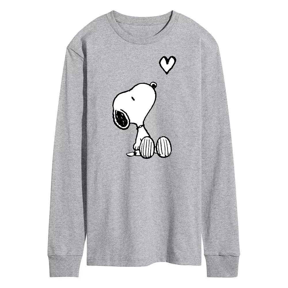 Men's Peanuts Snoopy Heart Long Sleeve Graphic Tee,  Product Image
