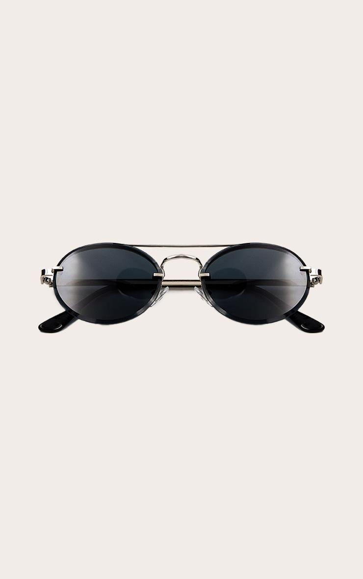 Silver Oval Slim Aviator Sunglasses Product Image