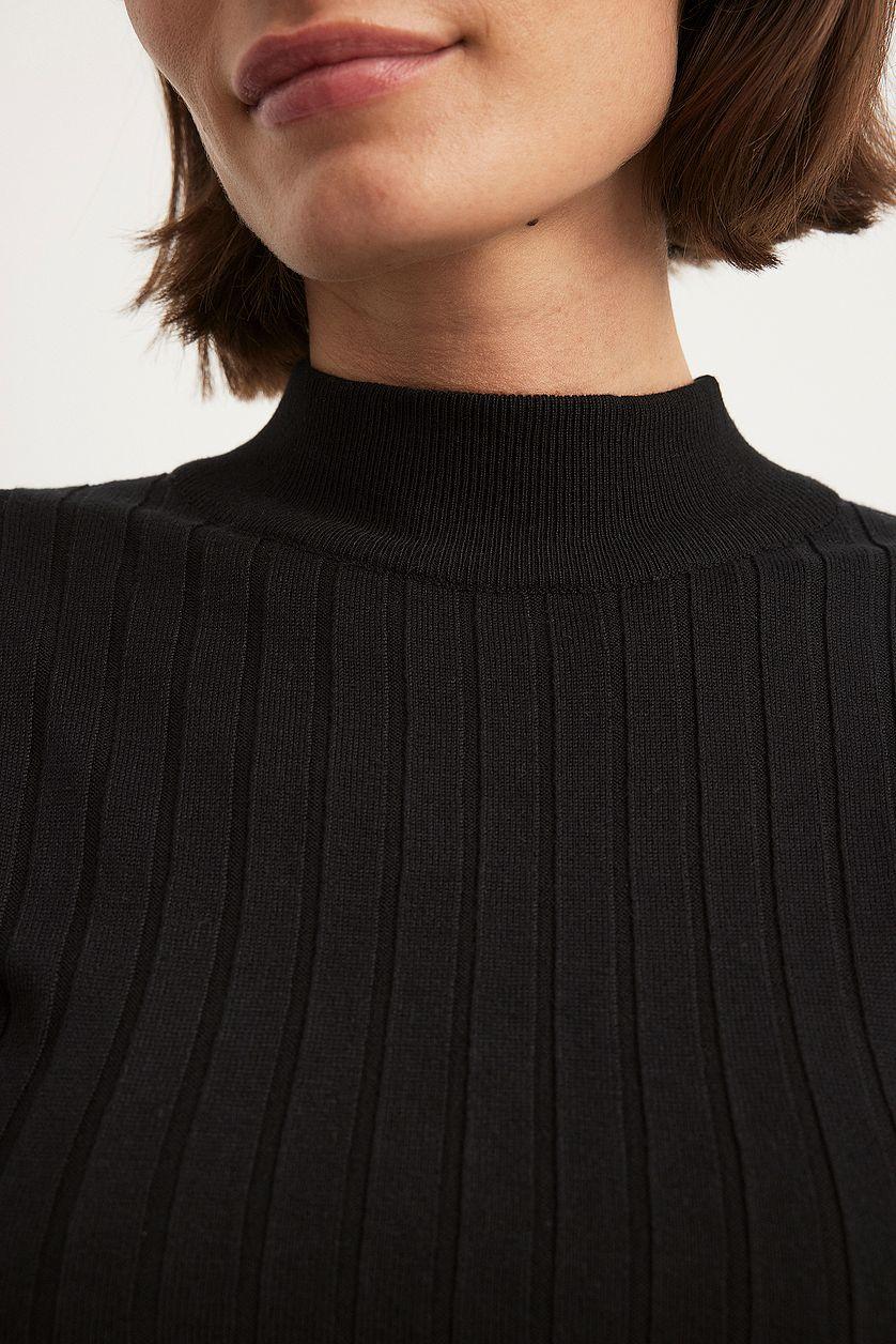 Long Sleeve Wide Ribbed Knitted Top Product Image