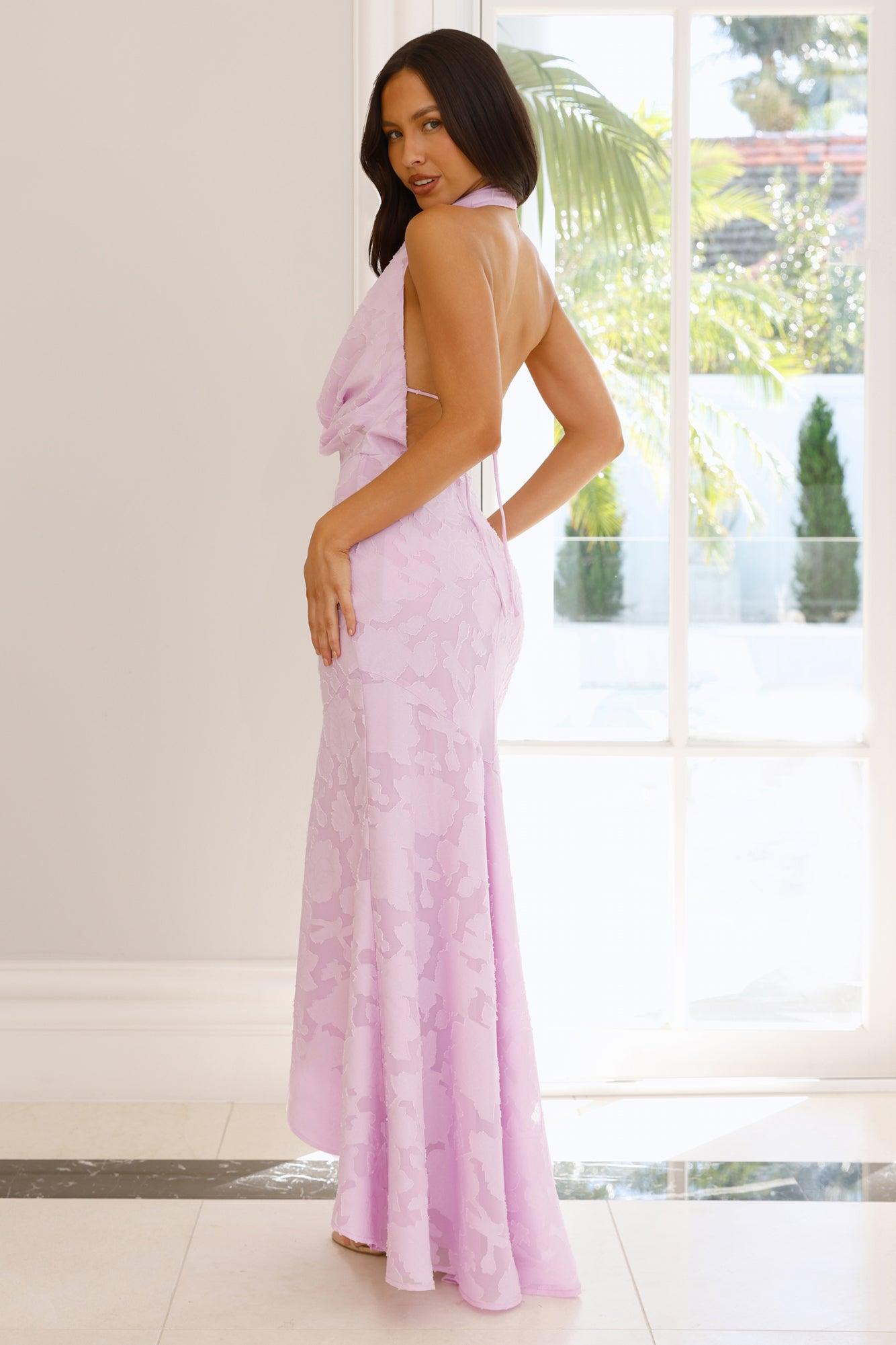 Garden Gems Halter Maxi Dress Lilac Product Image