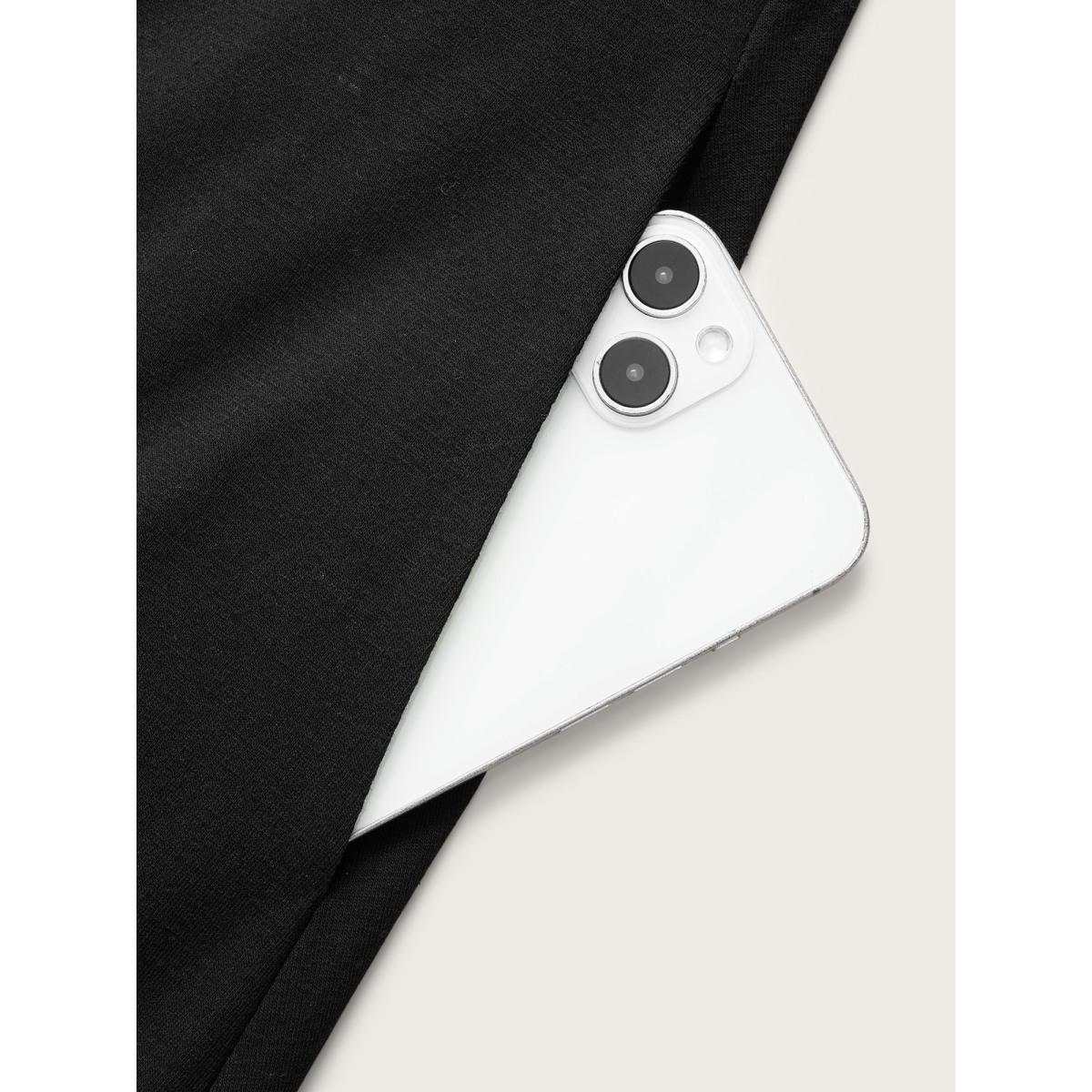 Plus Size Stretchy Knit Adjustable Tie Frill Trim Midi Dress Black Women Timeless Wraparound straps Party Curvy Bloomchic 18-20/2X Product Image