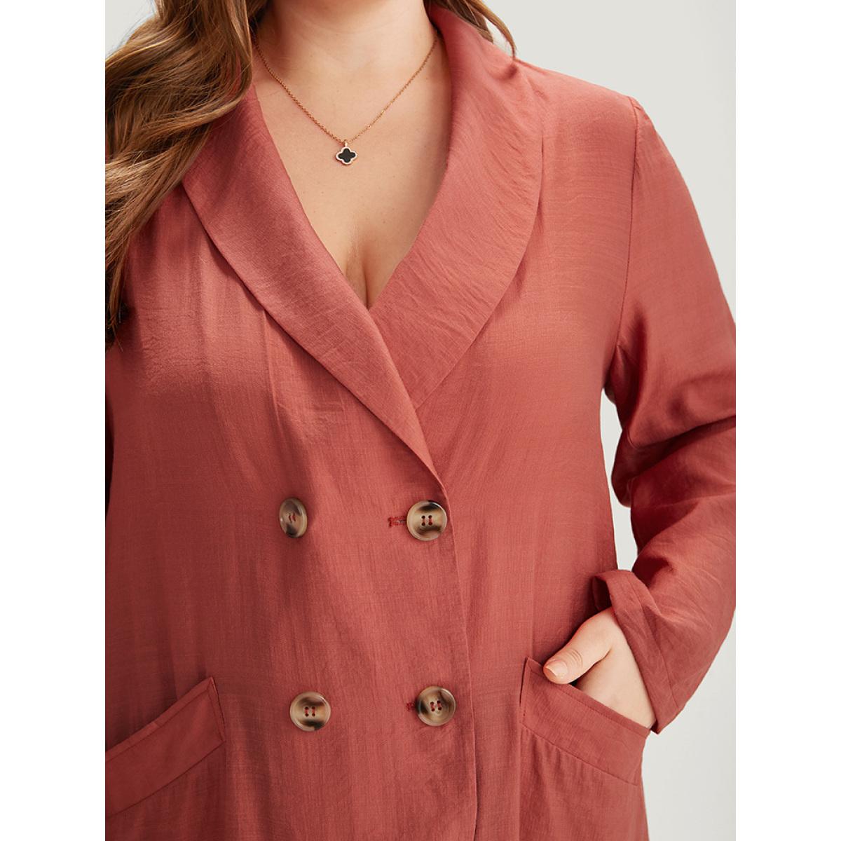 Plus Size Halloween Supersoft Essentials Lapel Collar Pocket Button Through Blazer OrangeRed Women Dailywear Plain Plain Sleeve Long Sleeve Suit Collar 12/L Pocket Casual Blazers BloomChic Product Image