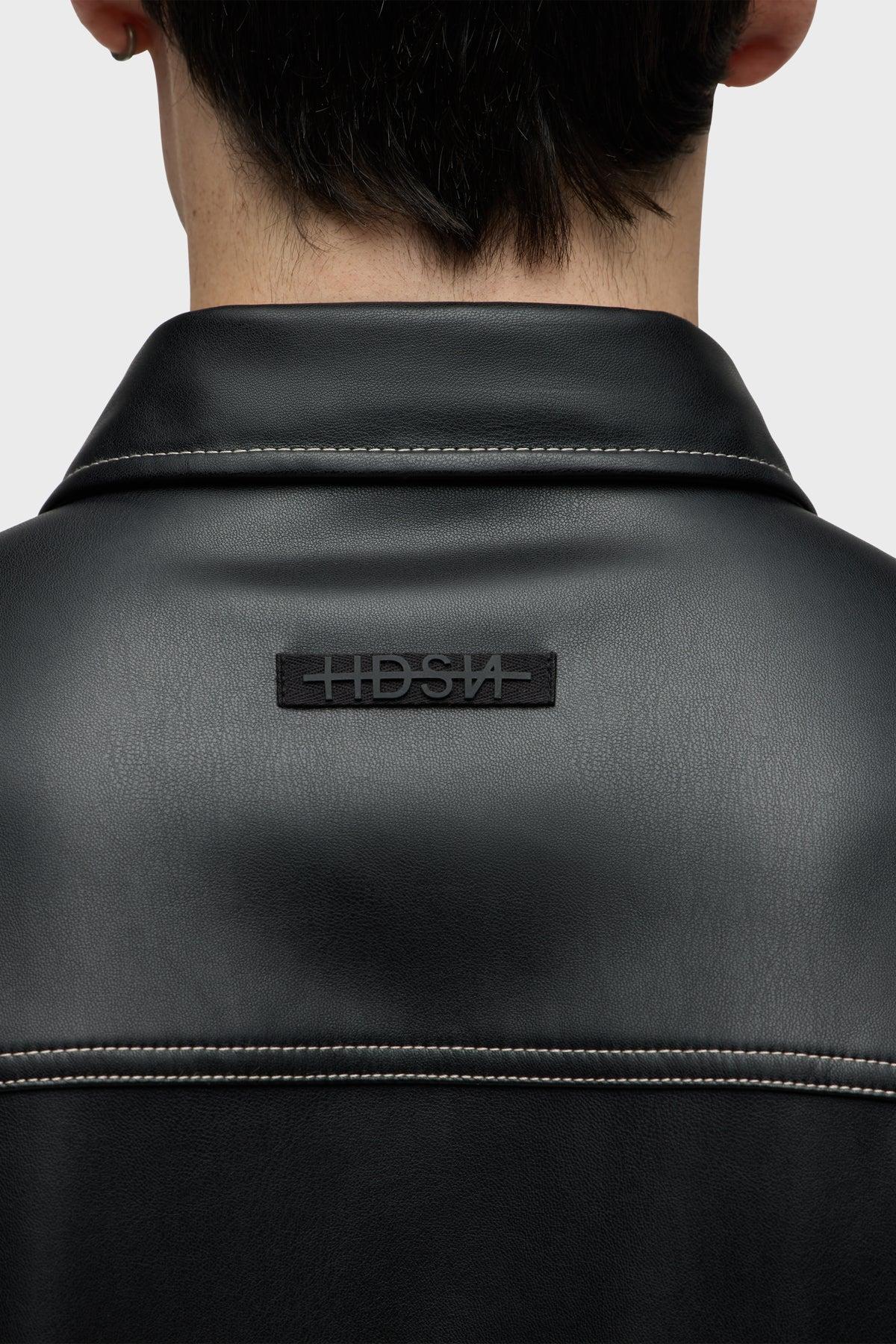 Vegan Leather Shirt Jacket Male Product Image