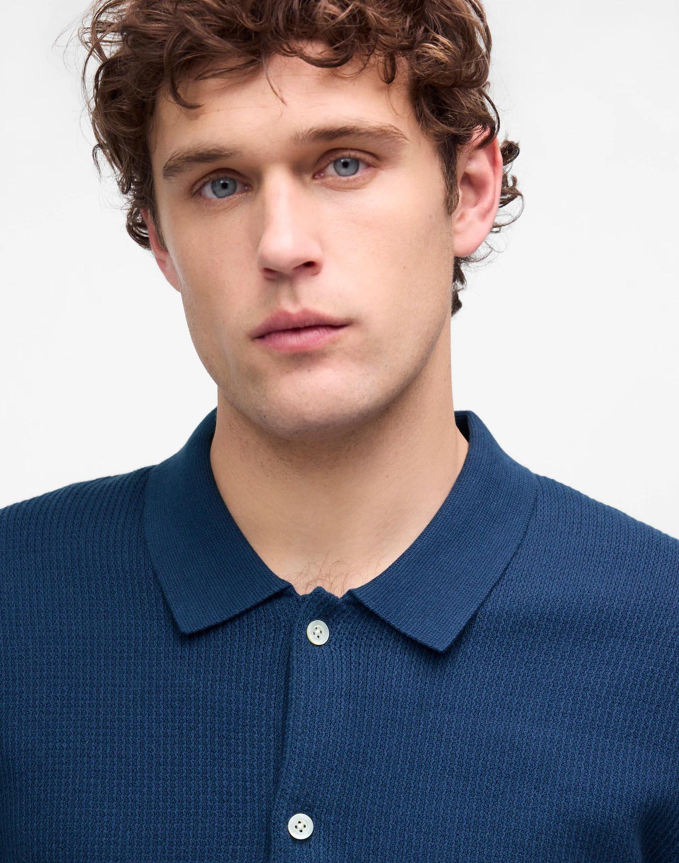 Tuck-Stitch Button-Up Sweater Polo Product Image