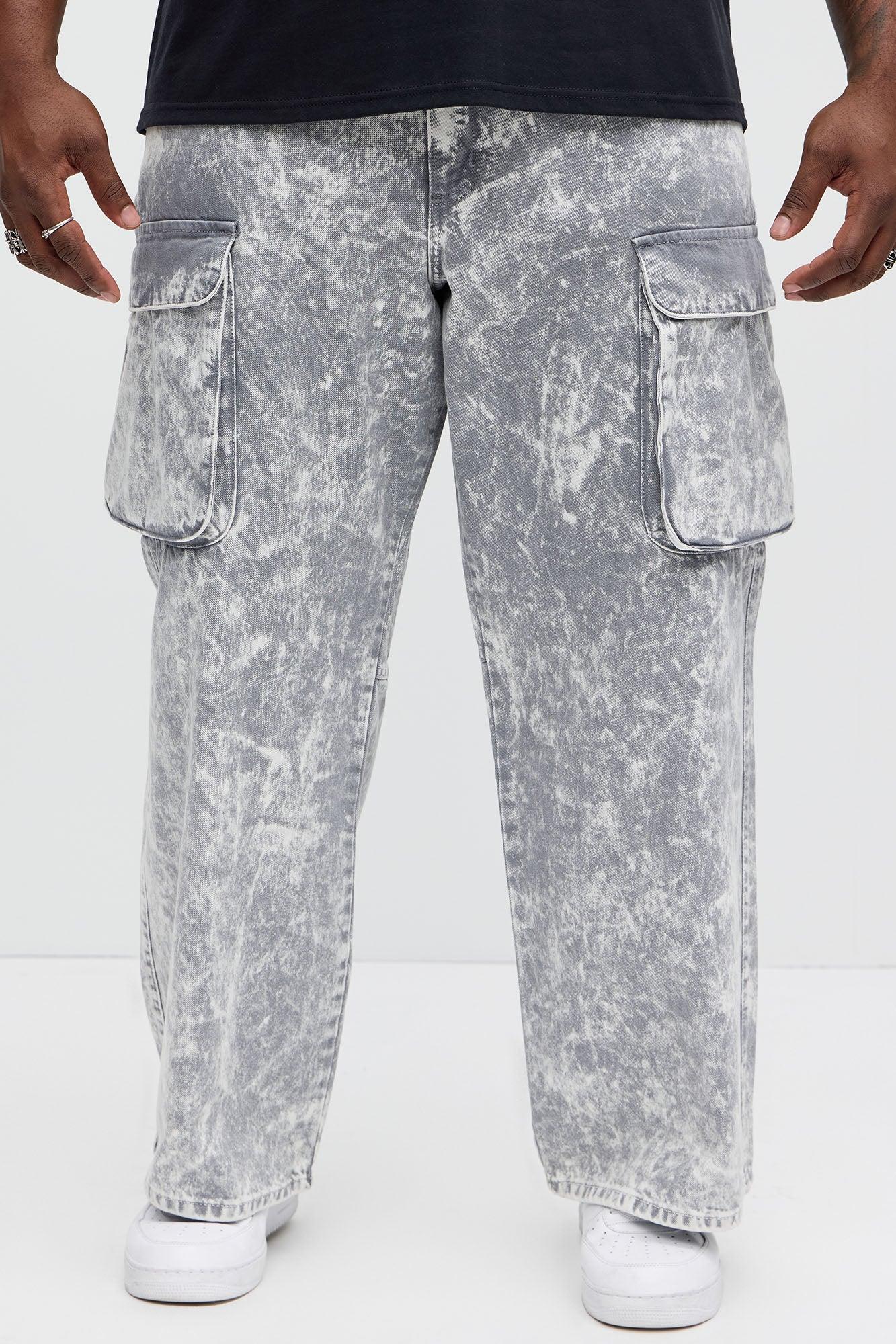 Baggy Clover Cargo Jeans - Grey Product Image