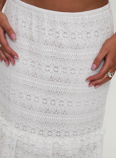 Buttacupe Lace Maxi Skirt White Product Image