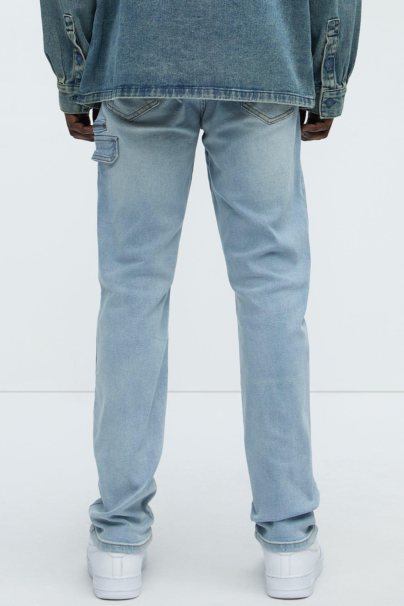 Cargo Pocket Slim Taper Jeans - Light Blue Wash Product Image