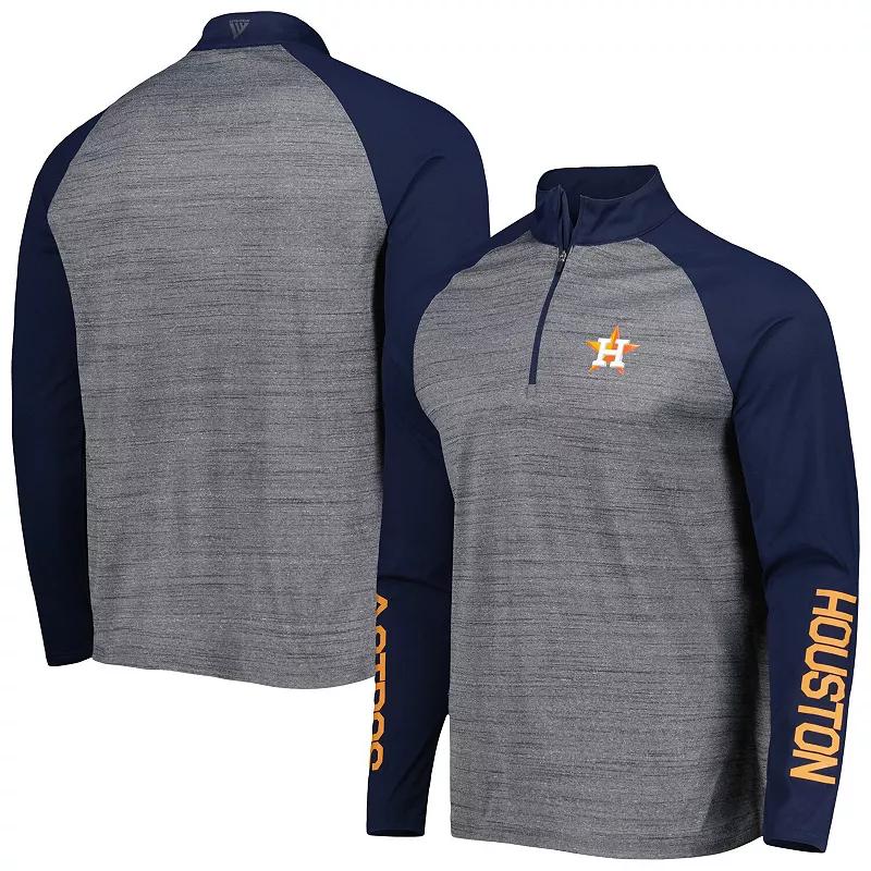Men's Levelwear Heather Gray Houston Astros Vandal Raglan Quarter-Zip Top,  Product Image