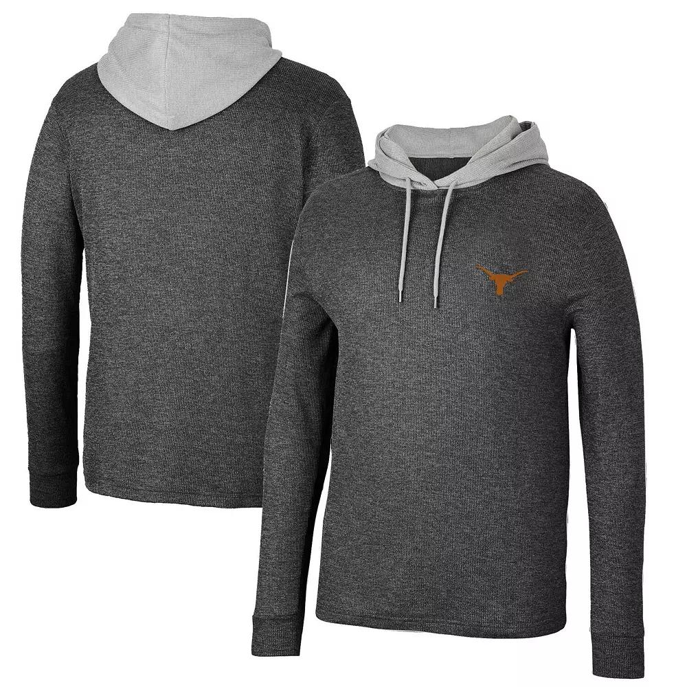 Men's Colosseum Black Texas Longhorns Ballot Waffle-Knit Thermal Long Sleeve Hoodie T-Shirt, Size: Small Product Image
