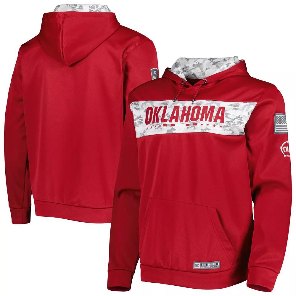 Men's Colosseum Crimson Oklahoma Sooners OHT Military Appreciation Team Color Pullover Hoodie,  Product Image