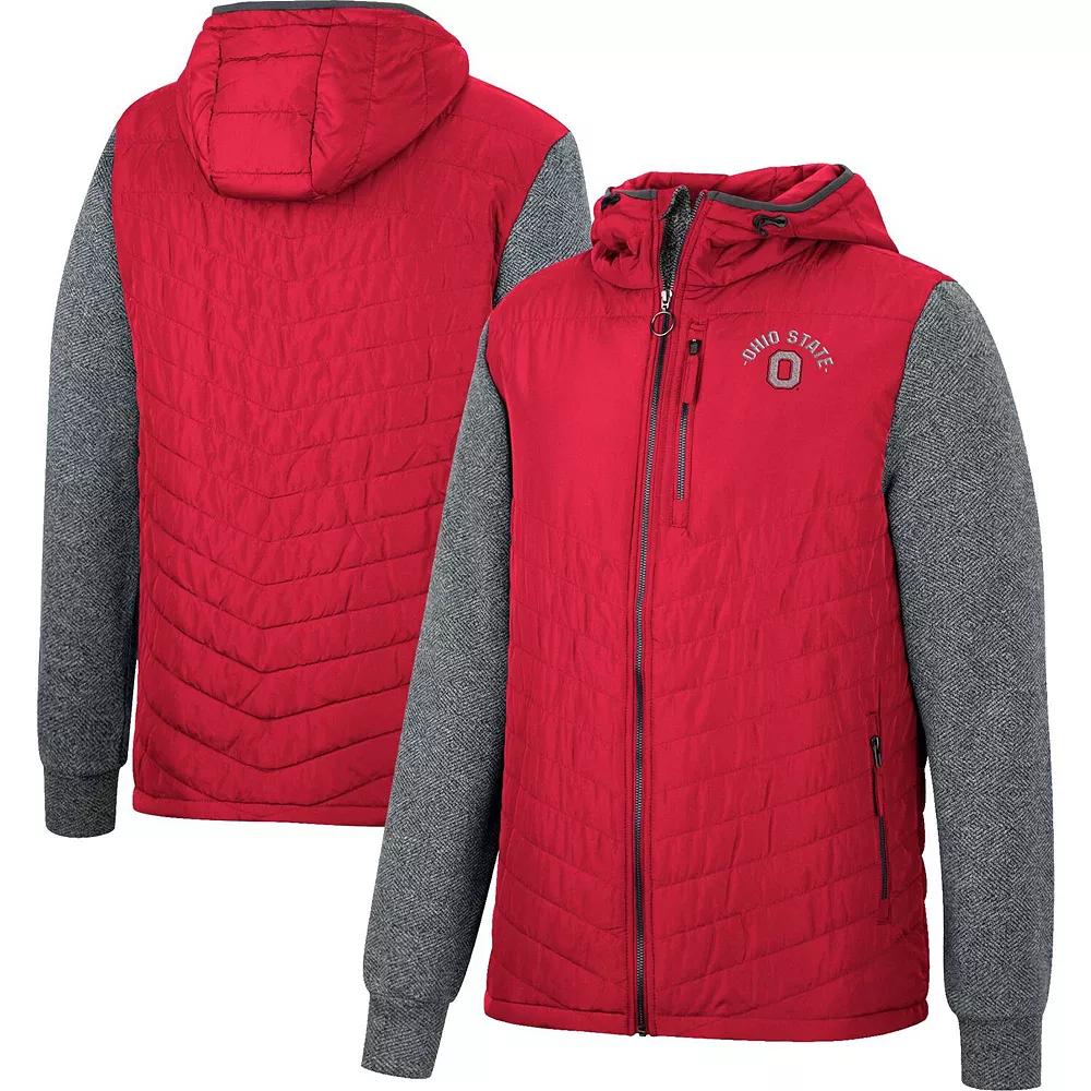 Men's Colosseum Scarlet Ohio State Buckeyes Course Herringbone Full-Zip Hoodie, Size: Large, Red Product Image