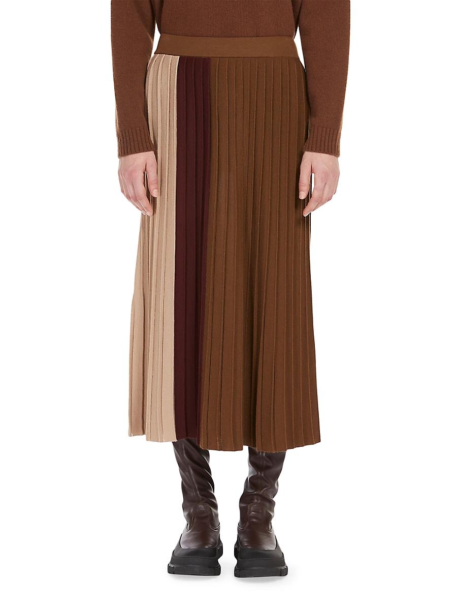 Womens Colorblocked Pleated Midi-Skirt Product Image