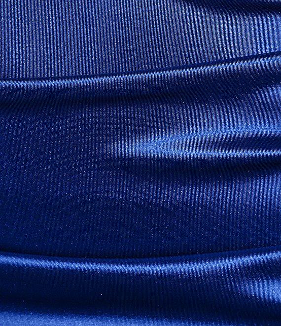 Honey and Rosie Sateen Sweetheart Neck Peek-A-Boo Lace Up Back Fitted Dress Product Image