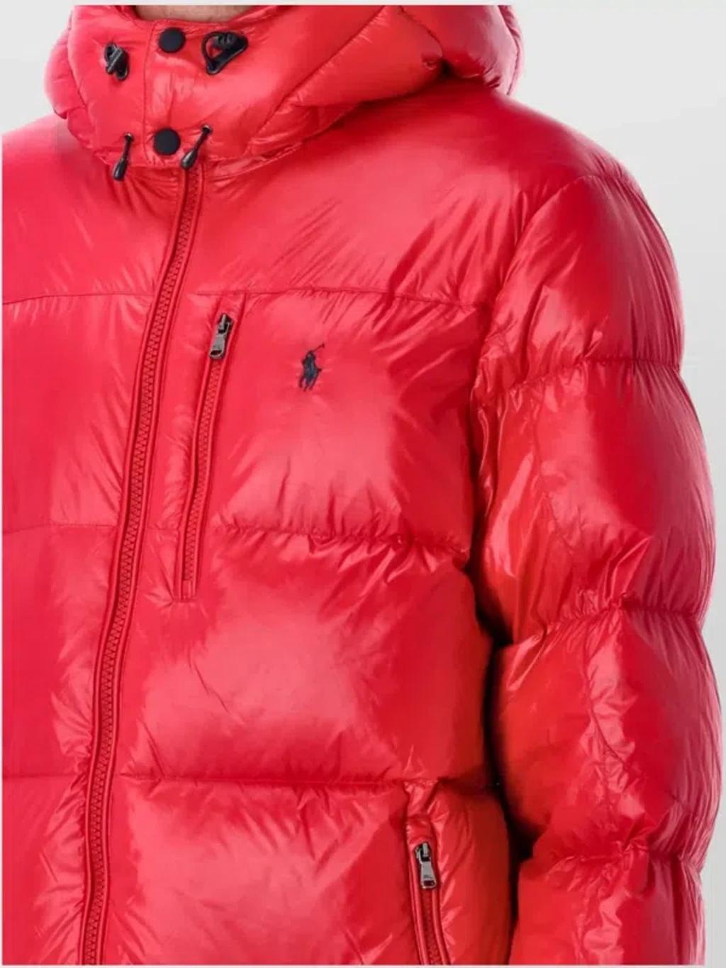 POLO RALPH LAUREN The Gorham Glossed Down Jacket With Detachable Hood In Red Product Image