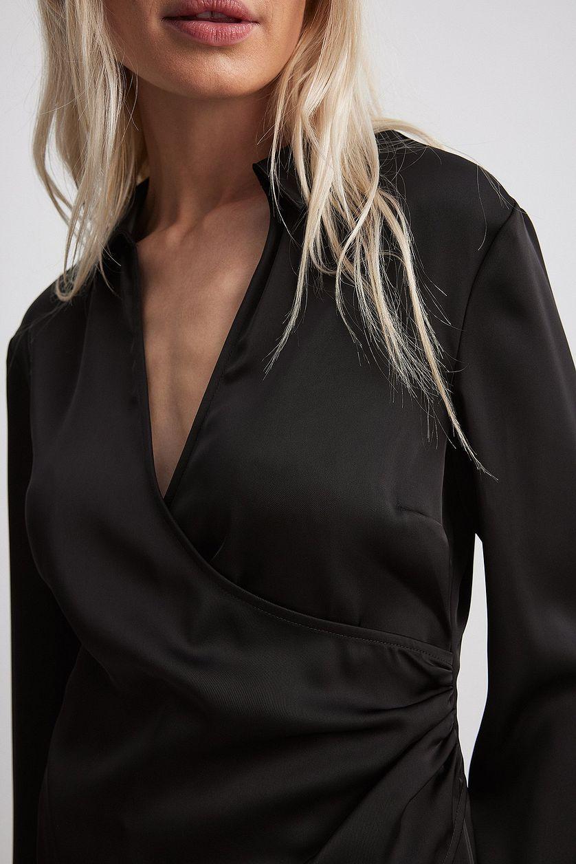 Wrap Detail Satin Shirt Product Image