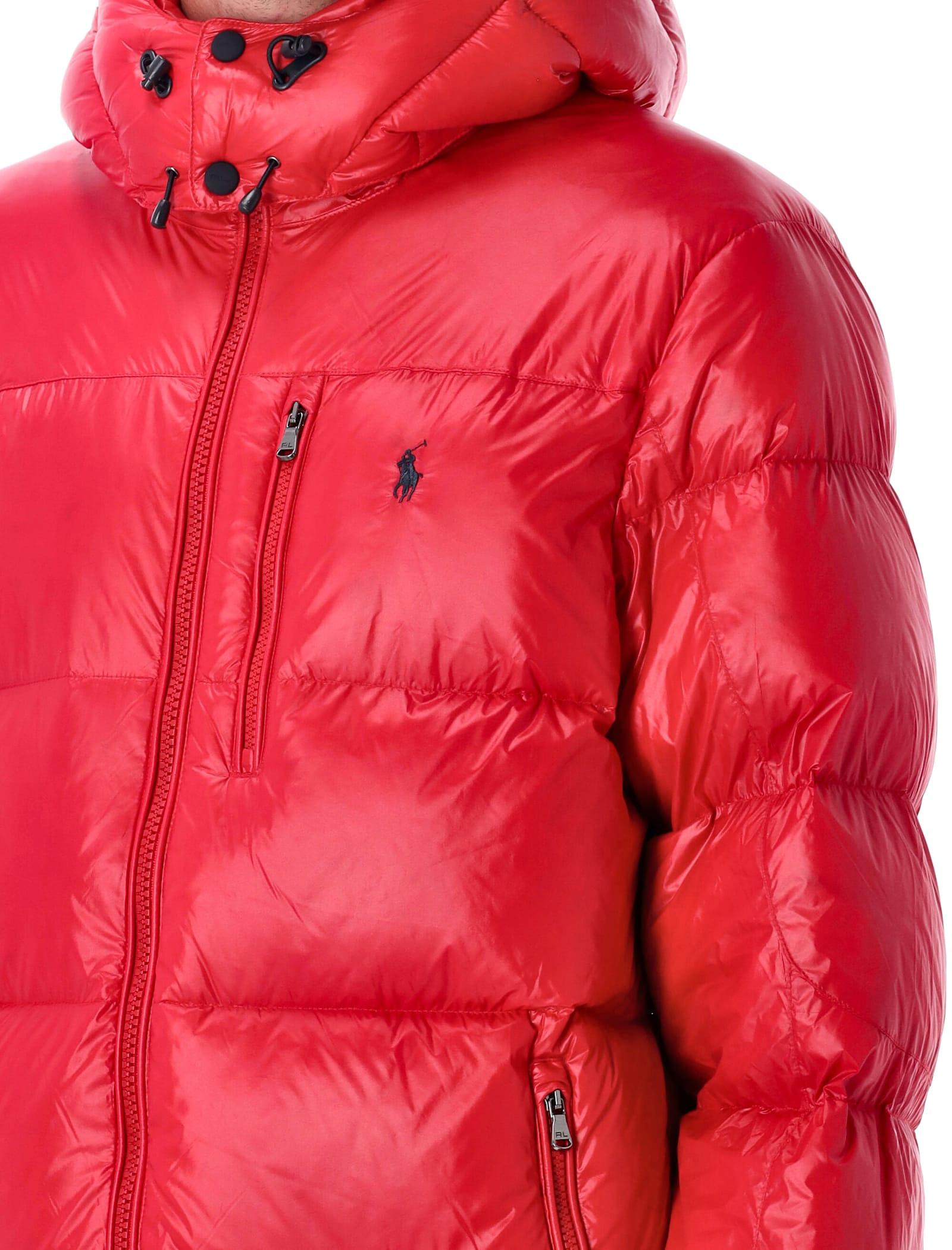 POLO RALPH LAUREN The Gorham Glossed Down Jacket With Detachable Hood In Red Product Image