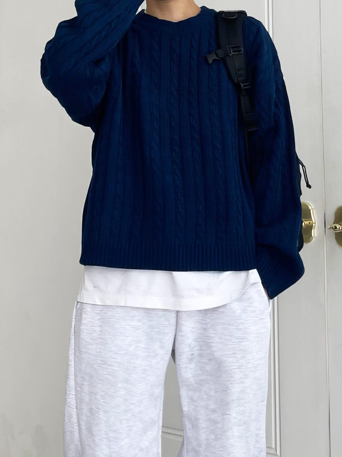 RT No. 12404 TWIST KNIT NAVY BLUE SWEATER Product Image