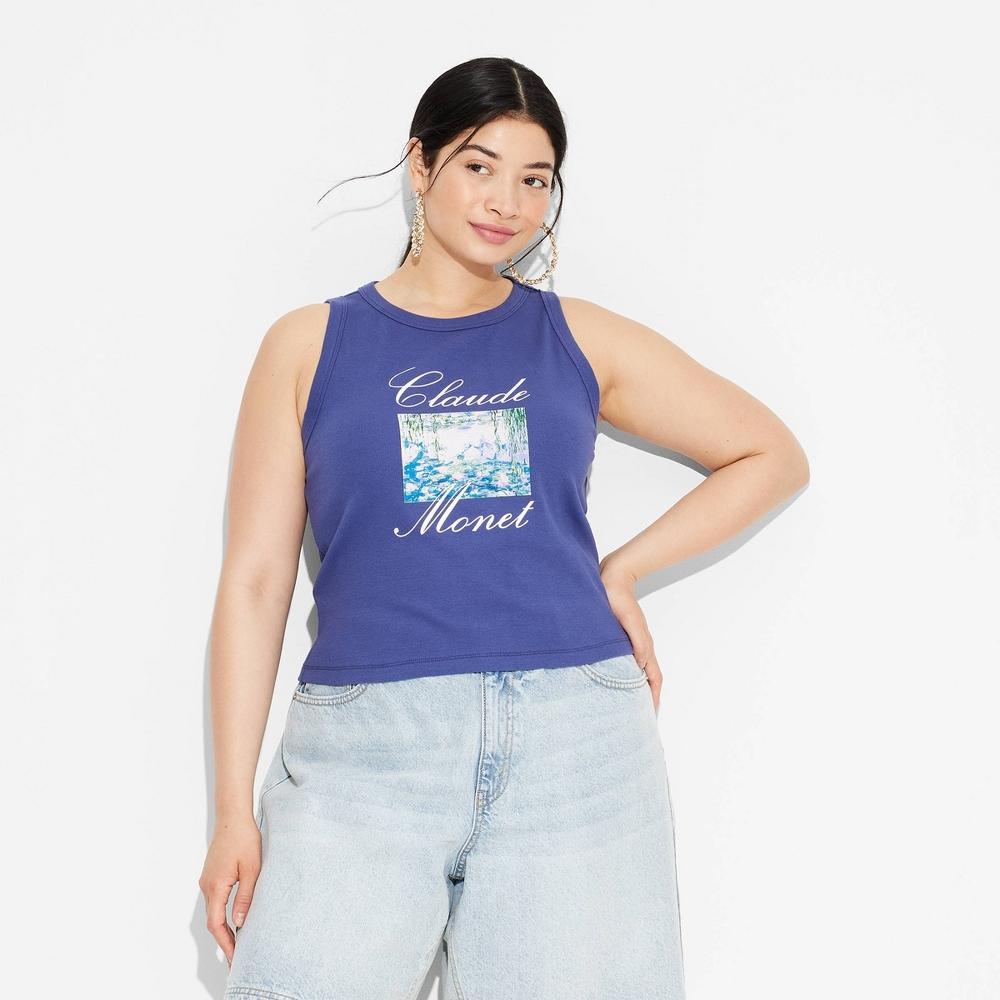 Women's Claude Monet Graphic Tank Top - Navy Blue XL Product Image