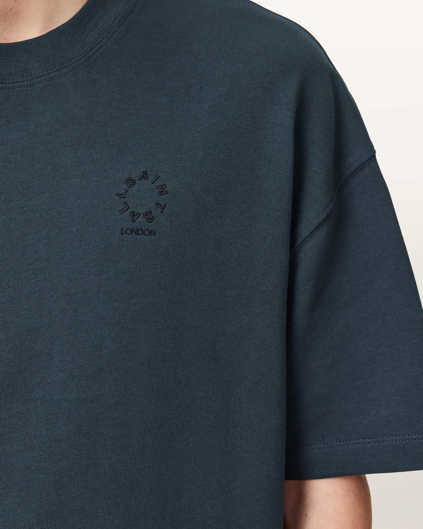 Haven Embroidered Logo Oversized T-Shirt MOONSTONE BLUE | ALLSAINTS US Product Image