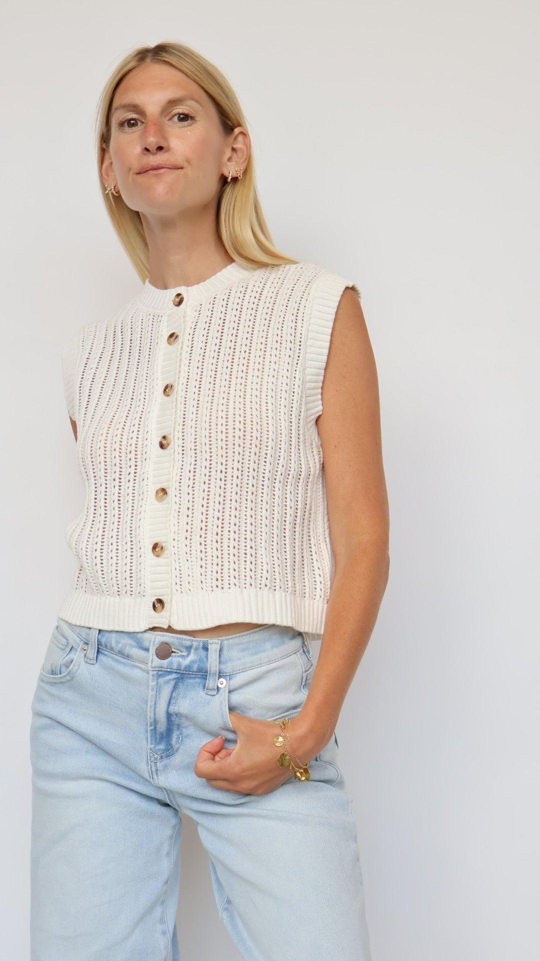 Classic Knit Button-Front Vest Product Image