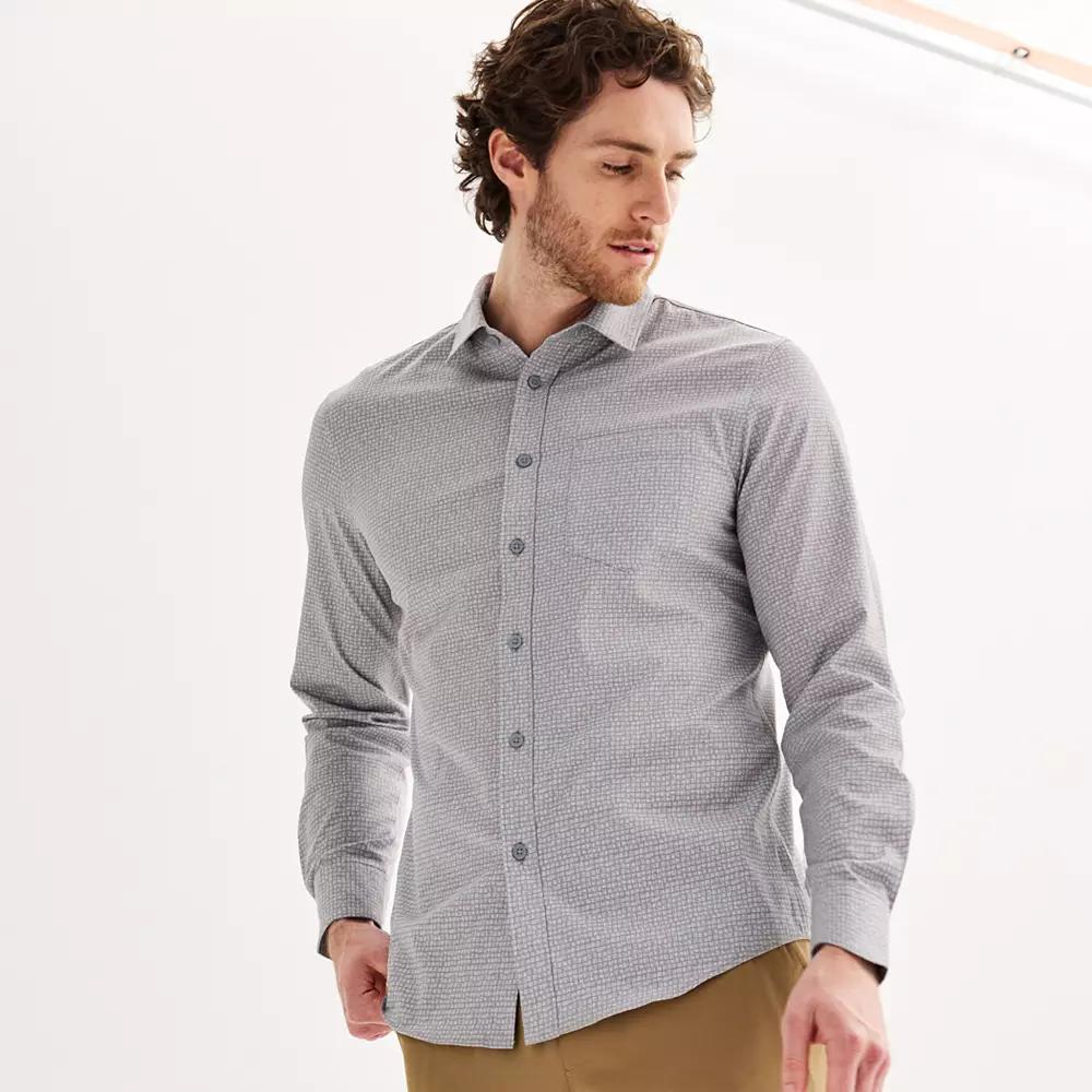 Men's FLX Slim Performance Untucked-Fit Button Down Long Sleeve Shirt,  Product Image