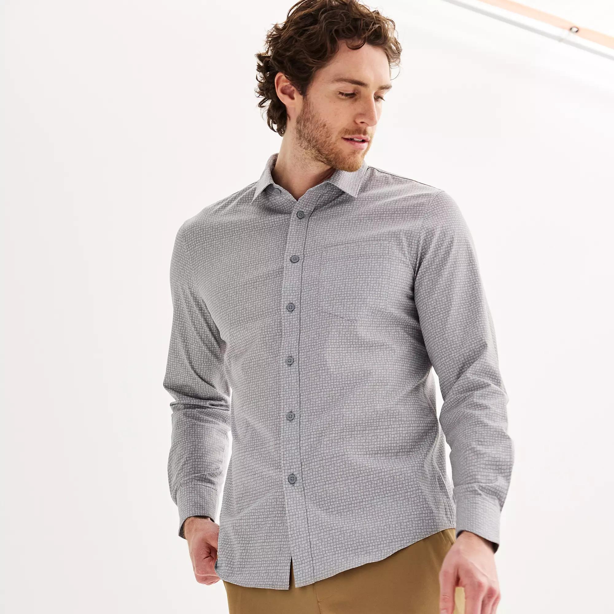 Men's FLX Slim Performance Untucked-Fit Button Down Long Sleeve Shirt,  Product Image
