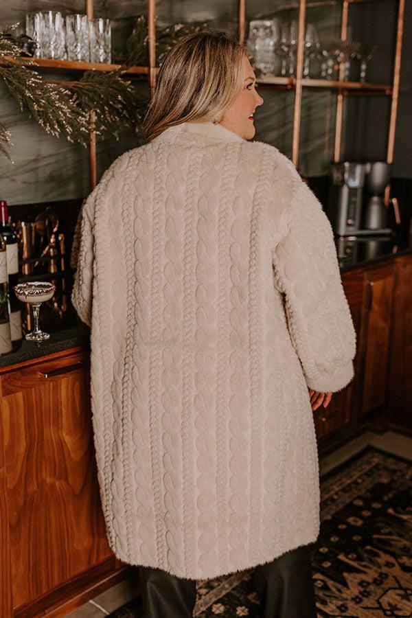 Warm Fuzzy Feeling Faux Fur Coat in Oatmeal Curves Product Image