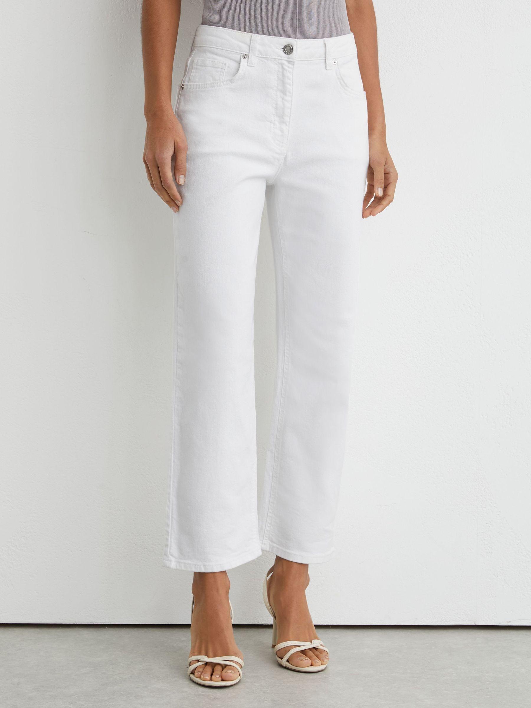 Petite Polka-Dot Wide-Leg Suit Trousers in White/Navy Product Image