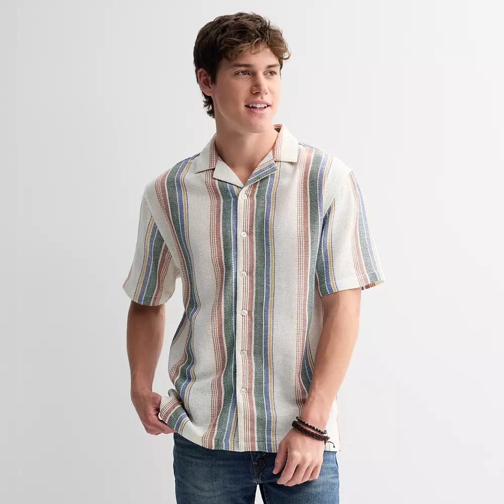 Men's Retrofit Textured Camp Shirt, Size: XL, Multi Product Image