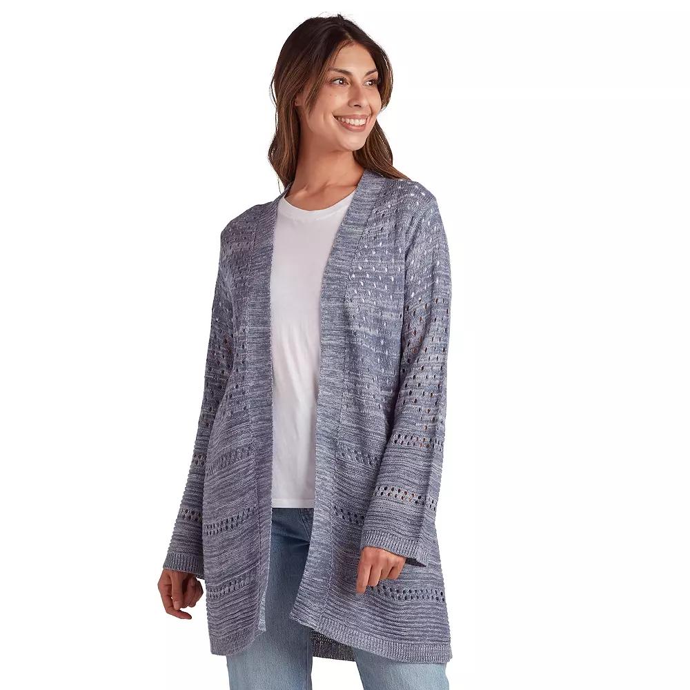 Womens AB Studio 3/4 Flared Sleeve Open Front Sweater Cardigan Blue Product Image
