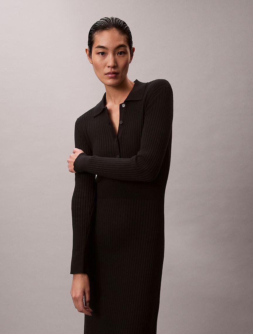 Smooth Cotton Rib Midi Dress Product Image