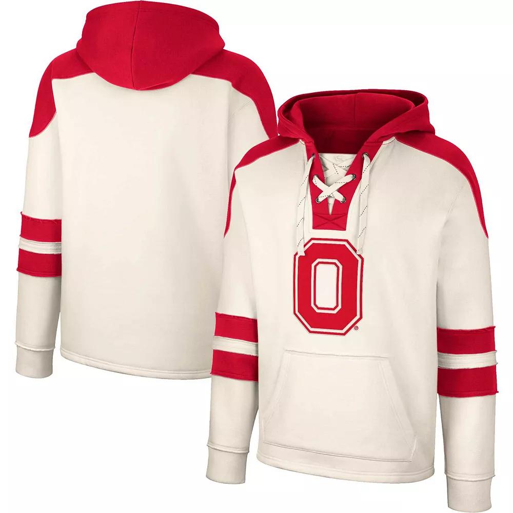 Men's Colosseum Cream Ohio State Buckeyes Lace-Up 4.0 Vintage Pullover Hoodie, Size: Small, Beige Product Image