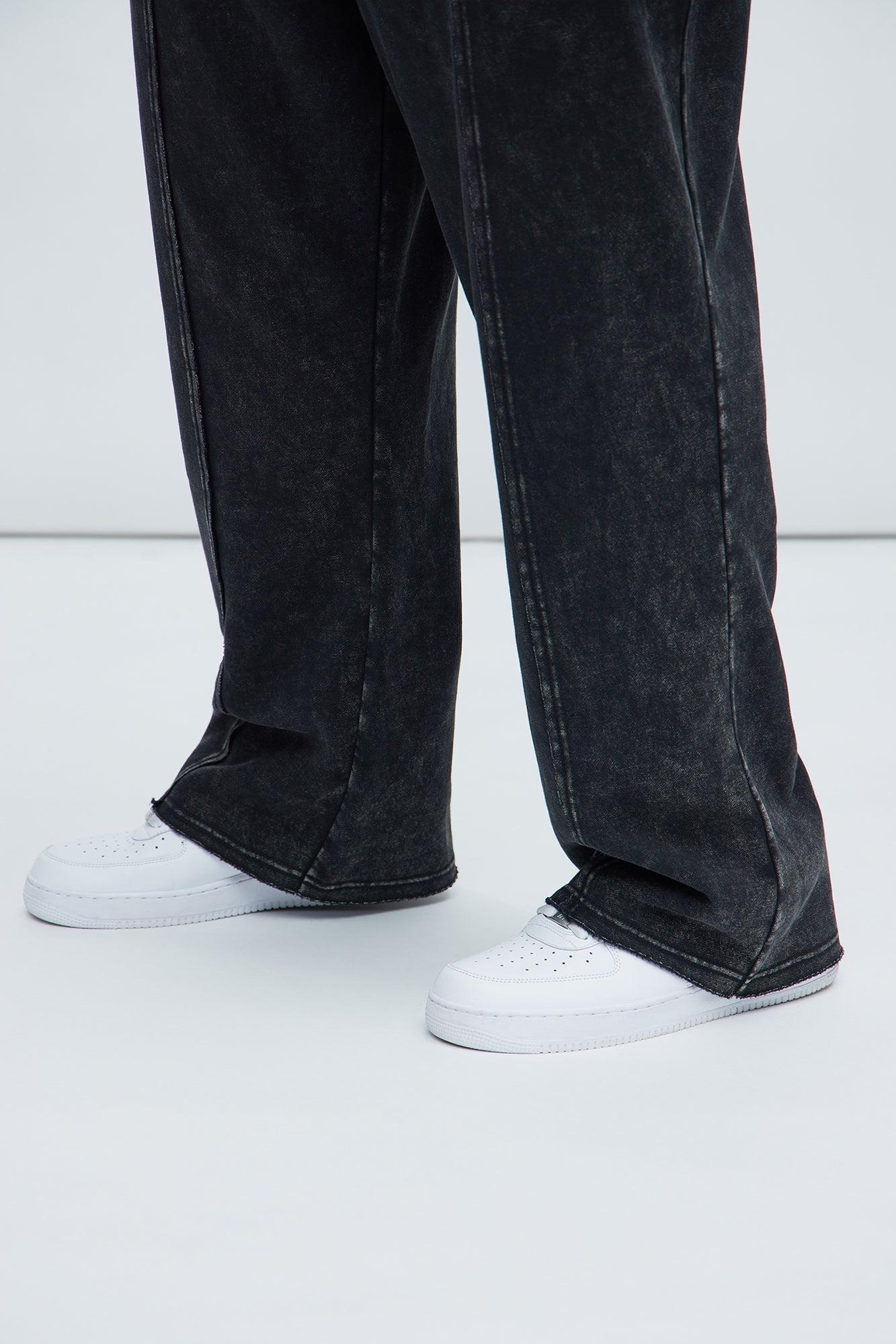 Tyson Frayed Seams Sweatpants - Black Product Image