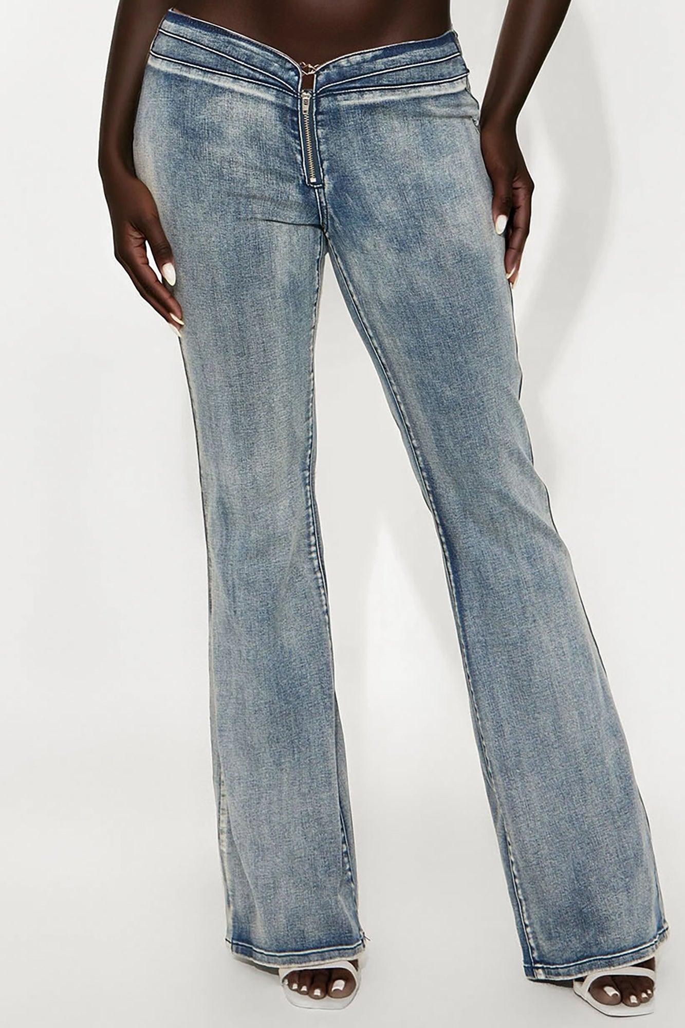 Ride On Womens Low Rise Flare Jeans - Vintage Wash Female Product Image