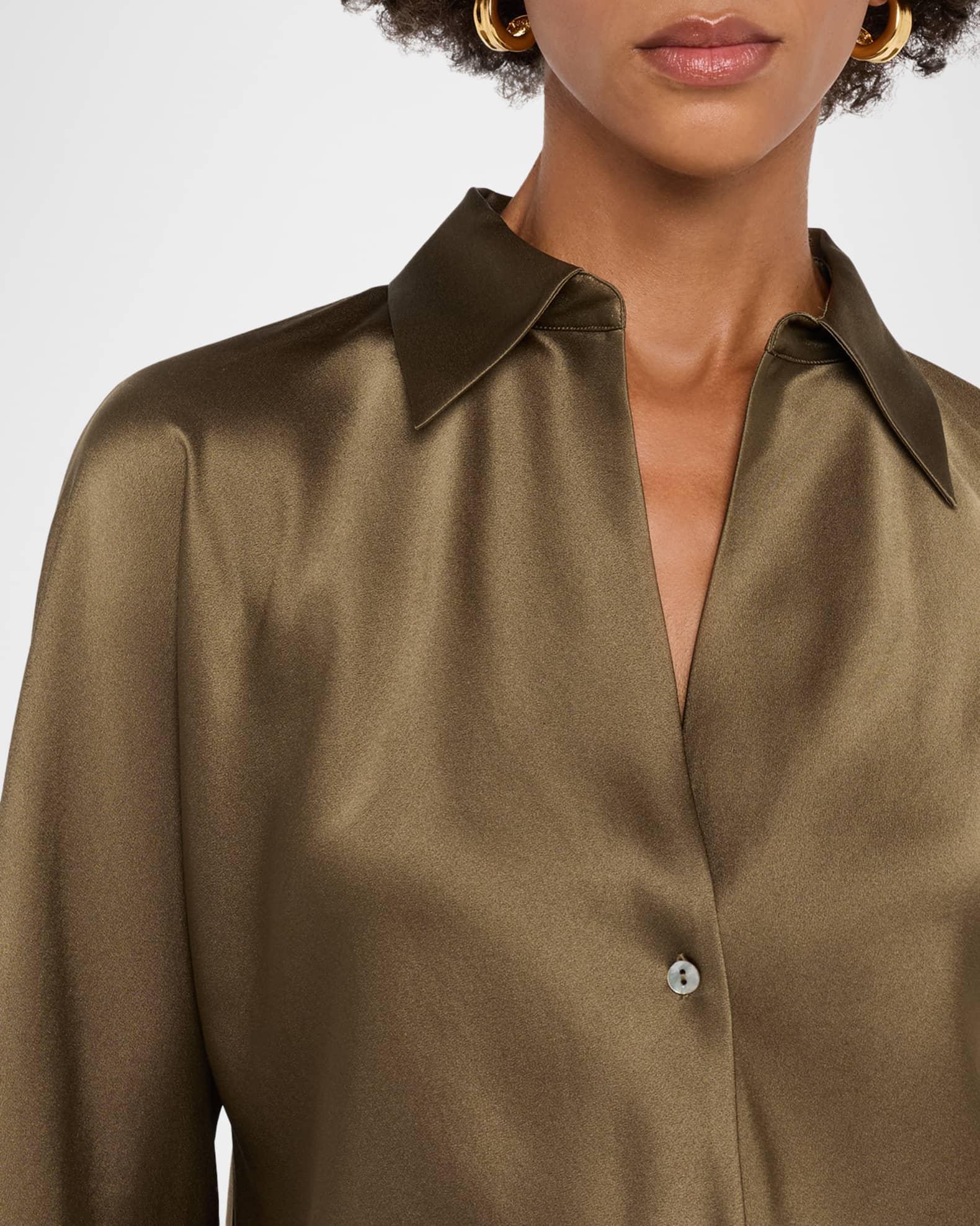 Bias Silk Long-Sleeve Blouse Product Image