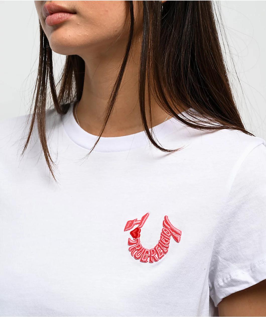 True Religion Embroidered Horseshoe White T-Shirt Product Image